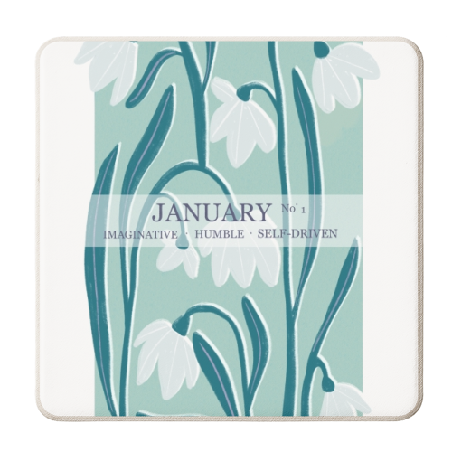January Flowers - Snow Drop - personalised beer coaster by Yaz Raja