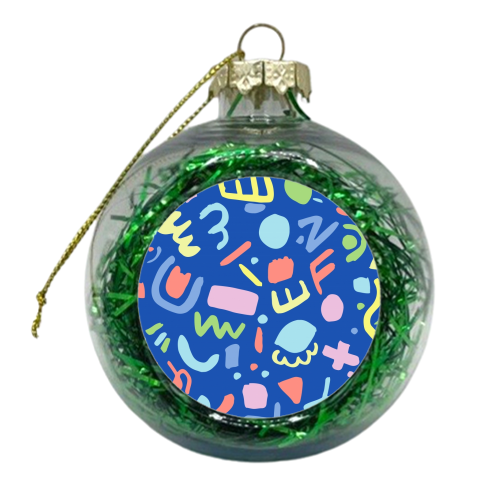 Jazzy Pastel Shapes in Blue - xmas bauble by Cassie Swindlehurst
