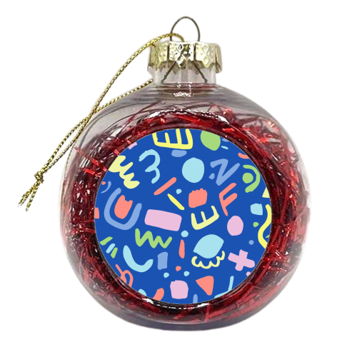 Jazzy Pastel Shapes in Blue - xmas bauble by Cassie Swindlehurst