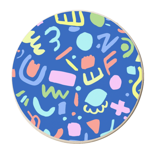 Jazzy Pastel Shapes in Blue - personalised beer coaster by Cassie Swindlehurst