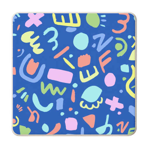 Jazzy Pastel Shapes in Blue - personalised beer coaster by Cassie Swindlehurst