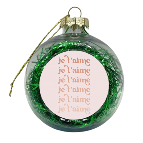 Je t'aime Pink Fade Font - xmas bauble by Toni Scott