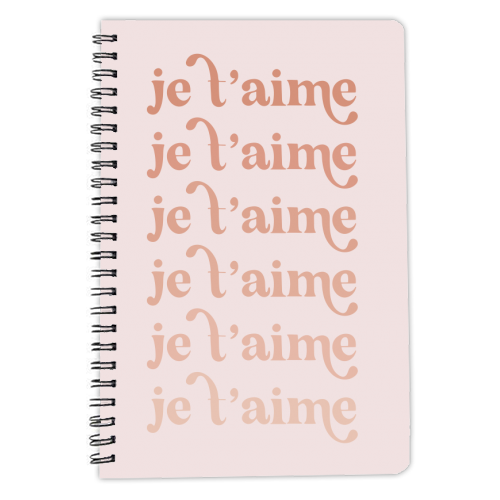 Je t'aime Pink Fade Font - personalised A4, A5, A6 notebook by Toni Scott