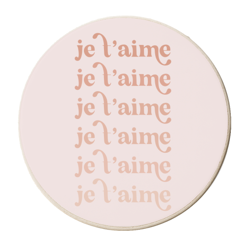 Je t'aime Pink Fade Font - personalised beer coaster by Toni Scott