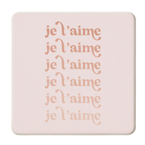 Je t'aime Pink Fade Font - personalised beer coaster by Toni Scott