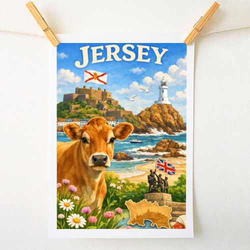 Jersey Cow - A1 - A4 art print by Ms Doodle