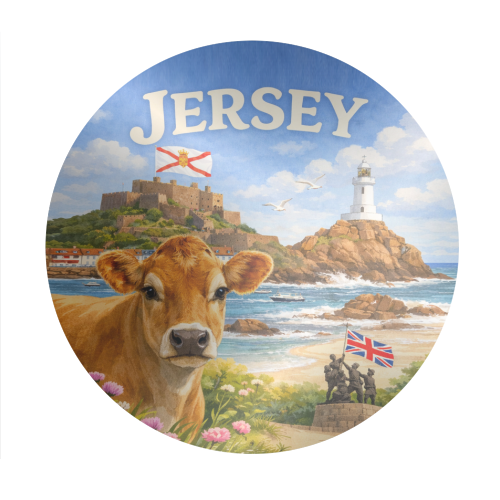 Jersey Cow - Circle Sticker by Ms Doodle