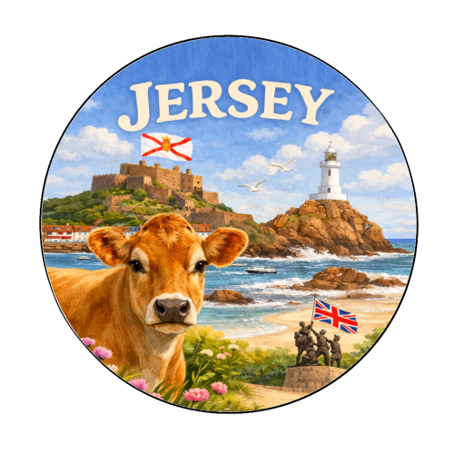 Jersey Cow - Circle Sticker by Ms Doodle