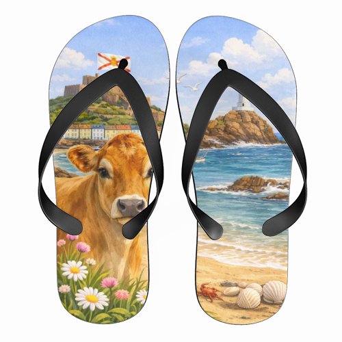 Jersey Cow - funny flip flops by Ms Doodle
