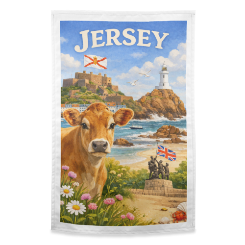 Jersey Cow - funny tea towel by Ms Doodle