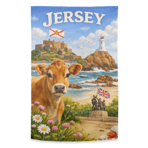 Jersey Cow - funny tea towel by Ms Doodle