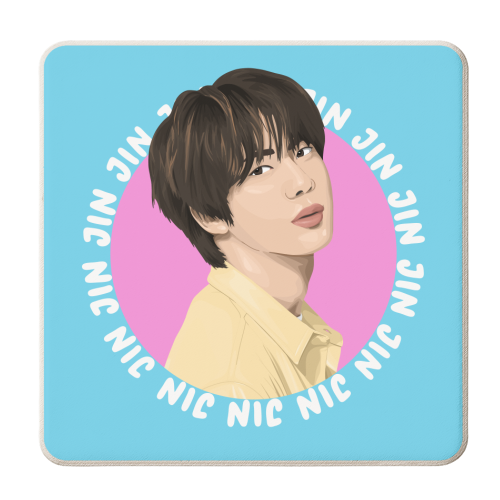 Jin From BTS - personalised beer coaster by Pink and Pip