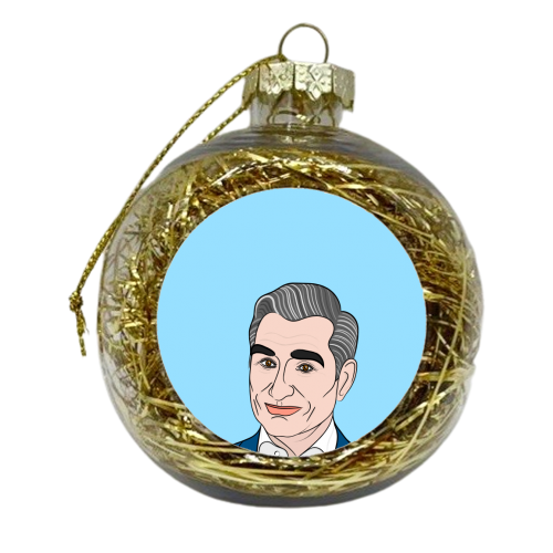 Johnny Rose (Schitt's Creek) Portrait (blue version) - xmas bauble by Adam Regester
