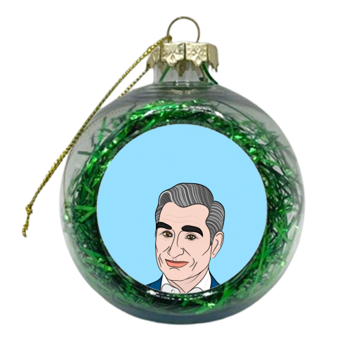 Johnny Rose (Schitt's Creek) Portrait (blue version) - xmas bauble by Adam Regester