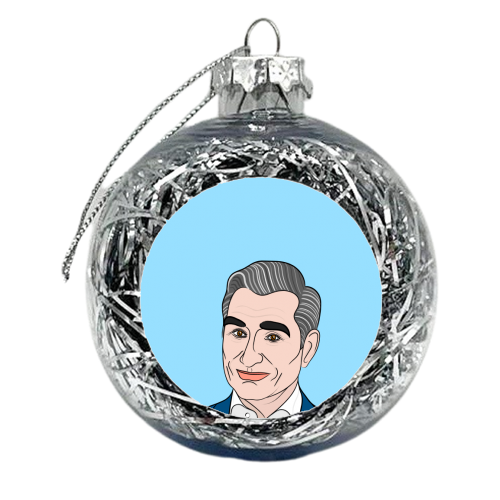Johnny Rose (Schitt's Creek) Portrait (blue version) - xmas bauble by Adam Regester