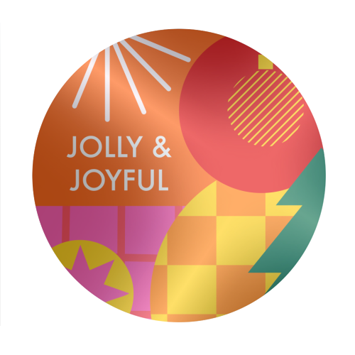 Jolly and Joyful Geometric Christmas Design - Circle Sticker by AbiGoLucky