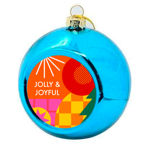 Jolly and Joyful Geometric Christmas Design - colourful christmas bauble by AbiGoLucky