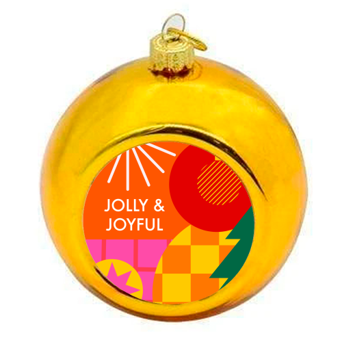 Jolly and Joyful Geometric Christmas Design - colourful christmas bauble by AbiGoLucky