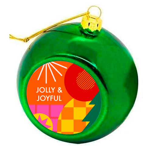 Jolly and Joyful Geometric Christmas Design - colourful christmas bauble by AbiGoLucky
