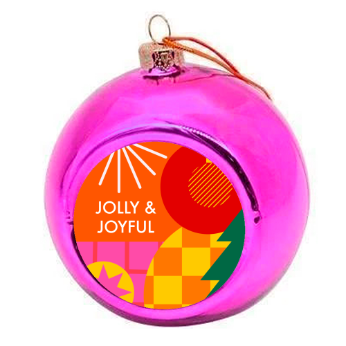 Jolly and Joyful Geometric Christmas Design - colourful christmas bauble by AbiGoLucky