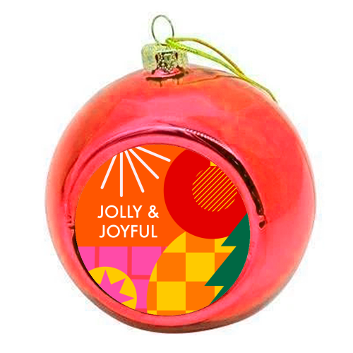 Jolly and Joyful Geometric Christmas Design - colourful christmas bauble by AbiGoLucky