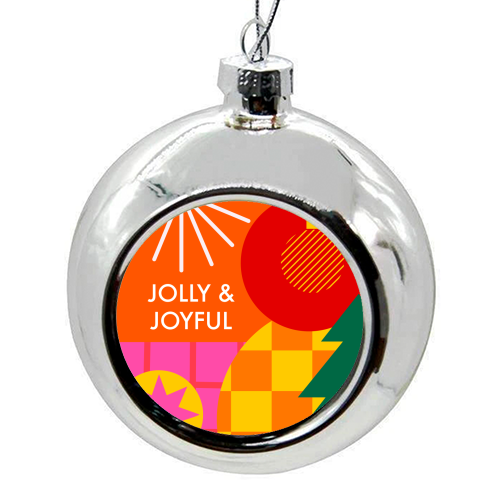 Jolly and Joyful Geometric Christmas Design - colourful christmas bauble by AbiGoLucky