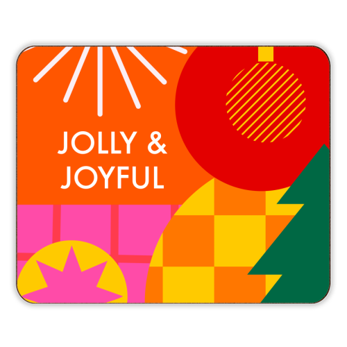 Jolly and Joyful Geometric Christmas Design - designer placemat by AbiGoLucky