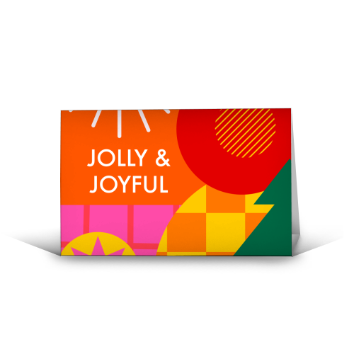 Jolly and Joyful Geometric Christmas Design - funny greeting card by AbiGoLucky