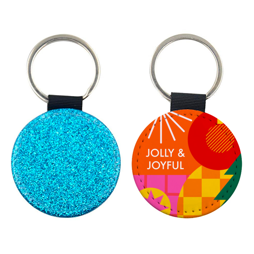 Jolly and Joyful Geometric Christmas Design - keyring by AbiGoLucky