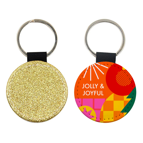Jolly and Joyful Geometric Christmas Design - keyring by AbiGoLucky
