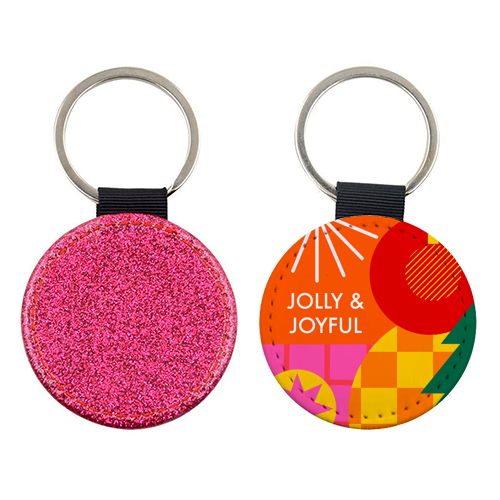 Jolly and Joyful Geometric Christmas Design - keyring by AbiGoLucky