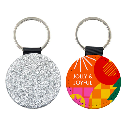 Jolly and Joyful Geometric Christmas Design - keyring by AbiGoLucky