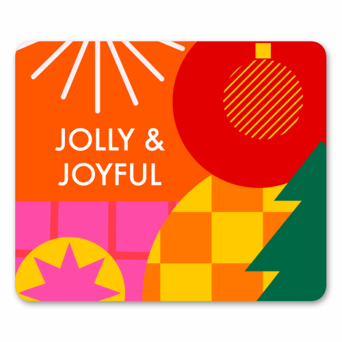 Jolly and Joyful Geometric Christmas Design - mouse mat by AbiGoLucky