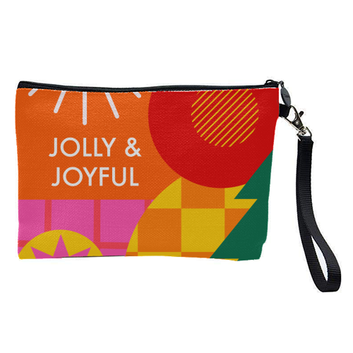 Jolly and Joyful Geometric Christmas Design - pretty makeup bag by AbiGoLucky