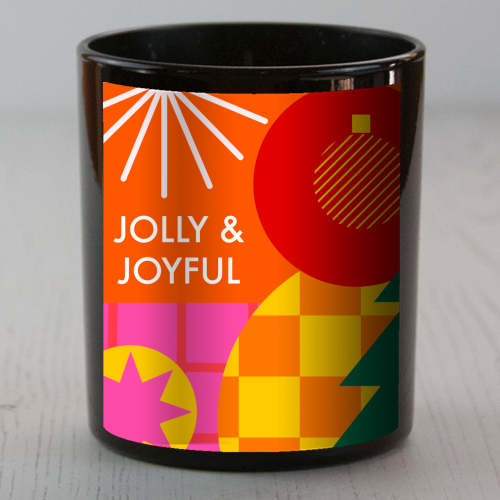 Jolly and Joyful Geometric Christmas Design - scented candle by AbiGoLucky