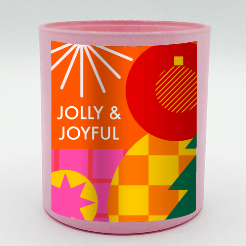 Jolly and Joyful Geometric Christmas Design - scented candle by AbiGoLucky
