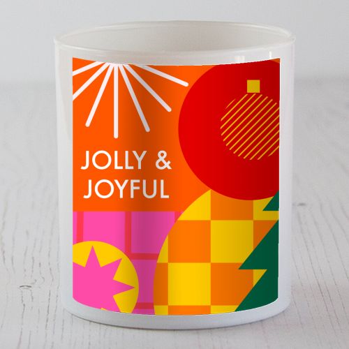 Jolly and Joyful Geometric Christmas Design - scented candle by AbiGoLucky