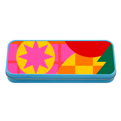Jolly and Joyful Geometric Christmas Design - tin pencil case by AbiGoLucky
