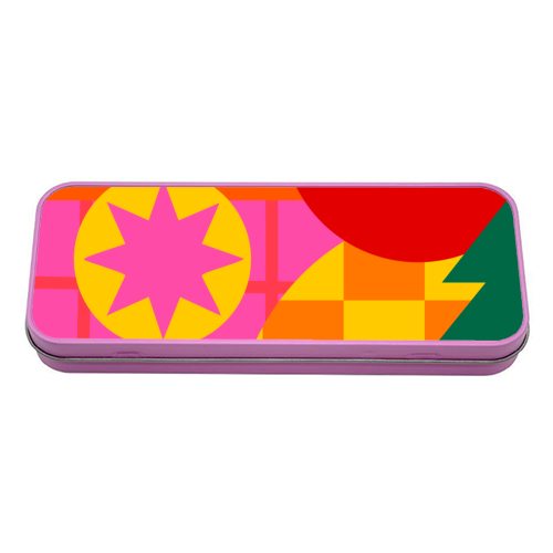 Jolly and Joyful Geometric Christmas Design - tin pencil case by AbiGoLucky