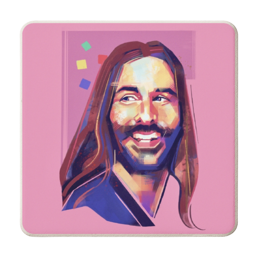 Jonathan Van Ness - personalised beer coaster by Rebecca Sampson
