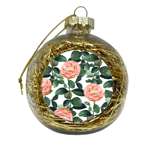 Josephine | Vintage Rose Garden Illustration | Bohemian Botanical Floral House Plants - xmas bauble by Uma Prabhakar Gokhale