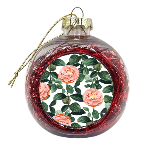Josephine | Vintage Rose Garden Illustration | Bohemian Botanical Floral House Plants - xmas bauble by Uma Prabhakar Gokhale