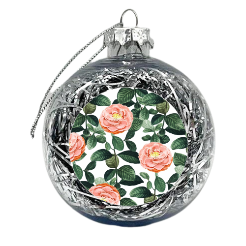 Josephine | Vintage Rose Garden Illustration | Bohemian Botanical Floral House Plants - xmas bauble by Uma Prabhakar Gokhale