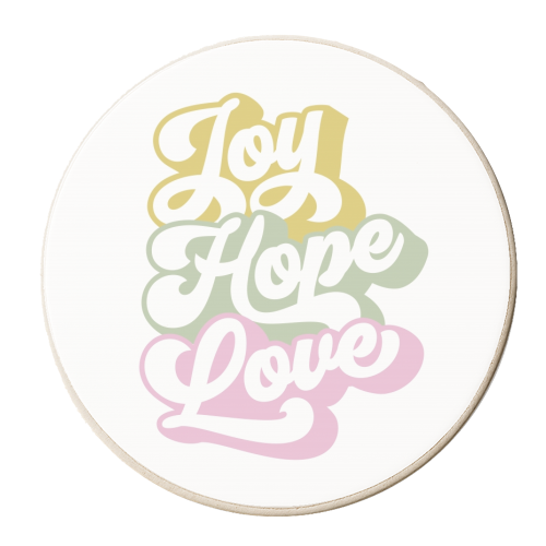 Joy, Hope and Love 2. Season's Greetings White - personalised beer coaster by Dominique Vari