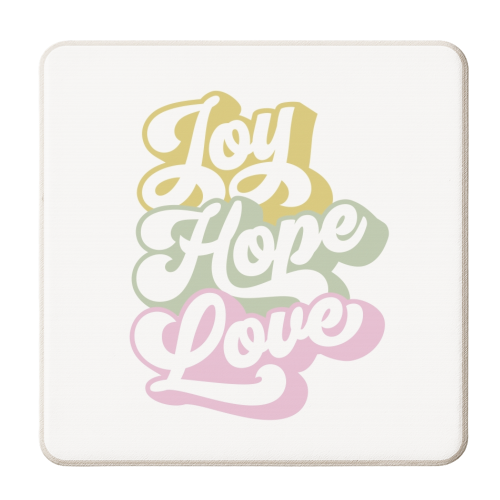 Joy, Hope and Love 2. Season's Greetings White - personalised beer coaster by Dominique Vari