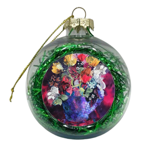 Jug of Spring Flowers - xmas bauble by Barbara Shaw