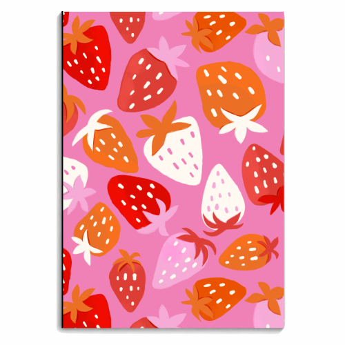 Juicy Summer Strawberries Pattern - personalised A4, A5, A6 notebook by Ania Wieclaw