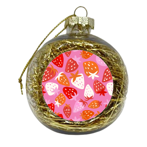 Juicy Summer Strawberries Pattern - xmas bauble by Ania Wieclaw