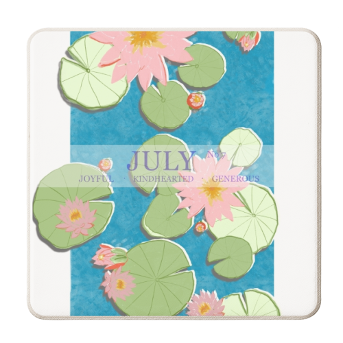 July Flowers - Water Lily - personalised beer coaster by Yaz Raja