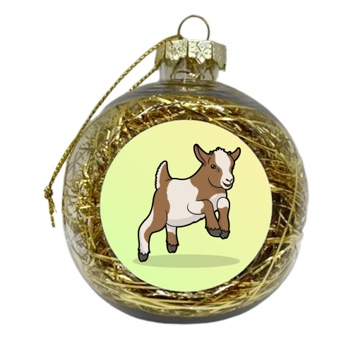 Jumping Baby Goat - xmas bauble by Amy Farmer